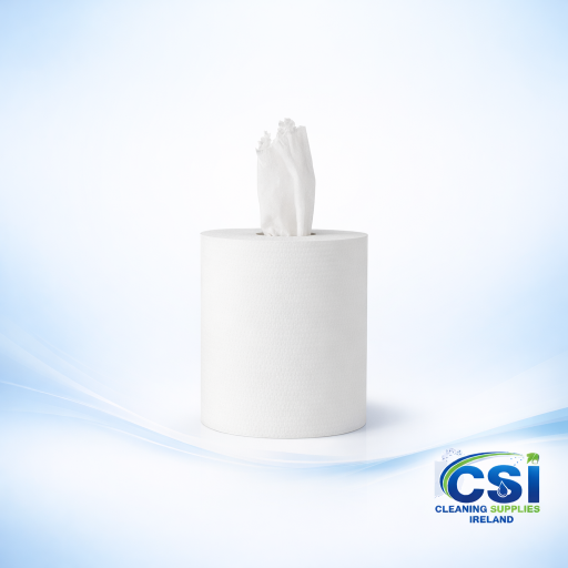 White Centrefeed Wiper Roll 2-Ply Embossed 140m Refill Pack of 6 Ireland